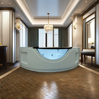 BALISI Baignoire à remous d'angle ovale en acrylique blanc moderne 2 personnes Bain à remous extérieur autoportant Egouttoir de massage d'air pour hôtels