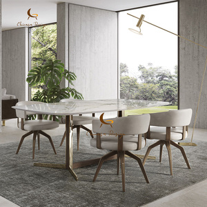 High-quality Furniture Custom Factory Living Room <b>Dining</b> Wooden Tripod Swivel OEM/ODM Fabric Leather <b>Armchair</b> - Product Image 2