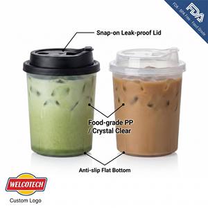 Vaso desechable de PP esmerilado de boca ancha de 500ml con tapa con orificio para pajita, venta al por mayor, para Boba, Smoothie, Zumo, con logotipo OEM - Product Image 3