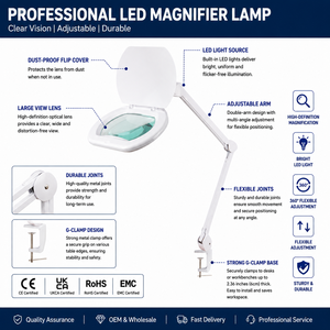 แว่นขยายแบบหนีบ 1.75 เท่า พร้อมไฟ LED 84 ดวง SMD LED อเนกประสงค์ สำหรับร้านเสริมสวยต่อขนตา - Product Image 2