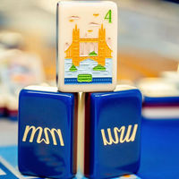 Ubin Mahjong Pra-Penjualan Baru Ubin Mahjong Suvenir London Maison Baru, Latar Belakang Biru Dengan Landmark Inggris