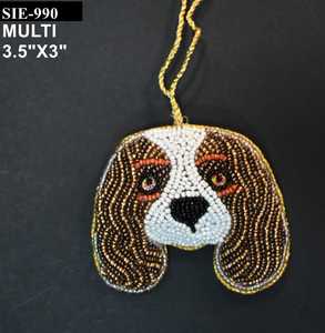 Adorno navideño de perro blanco hecho a mano con cuentas, diseño frontal, decoración para el hogar, fabricante y proveedor de adornos. - Product Image 5