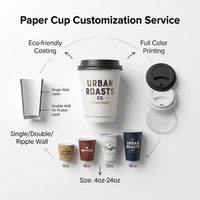 Gobelets à café en papier jetables à paroi simple avec logo personnalisé imprimé, écologiques et compostables, pour boissons chaudes à emporter, avec couvercle