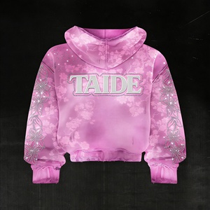 <span class=keywords><strong>Felpa</strong></span> con Cappuccio e Zip Unisex con Effetto Acid Wash e Ricami in Strass, Streetwear <span class=keywords><strong>Oversize</strong></span> Personalizzato con Cristalli <span class=keywords><strong>Vintage</strong></span> - Product Image 3