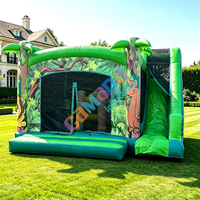 Château gonflable à thème animaux de la jungle avec toboggan, combo commercial gonflable pour l'école et la location de fêtes