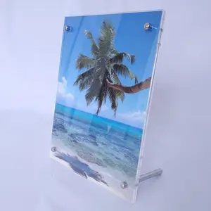 Desktop PMMA A4 A5 A6 Rimless Acrylic Magnet Photo Frame Sign Holder With Standoff For Decorate