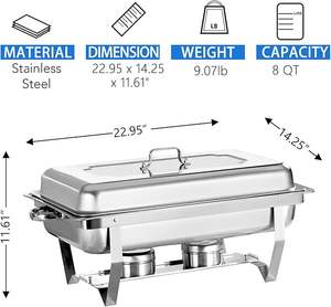 Großer 11L Edelstahl Chafing Dish für Hotel, Restaurant, Buffet – Speisenwärmer mit Brennpaste für Partys, Feiertage und Kirchliche Veranstaltungen - Product Image 2