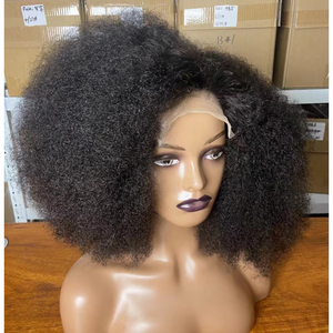 Parrucche in <span class=keywords><strong>Capelli</strong></span> Umani Vergini Brasiliani <span class=keywords><strong>Afro</strong></span> Kinky Curly con Frontale in Pizzo per Donne di Colore, Vendita all'Ingrosso, Grado 12A - Product Image 1