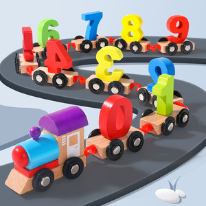 Tren de juguete de madera con números para el aprendizaje temprano de matemáticas, educación para bebés y niños pequeños de 0 a 3 años - Product Image 1