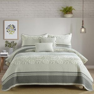 <span class=keywords><strong>Grey</strong></span> 100% cotton Vua Quilt thiết lập 3 miếng Trọng lượng nhẹ mềm Vua bedspread coverlet cho tất cả các mùa hoa Vua Quilt <span class=keywords><strong>bedding</strong></span> Set - Product Image 2