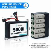 Batterie Li-ion Molicel P50B 6S1P 21.6V 5000mAh 108Wh XT60 pour Drone FPV UAV 60A 12C à Décharge Élevée