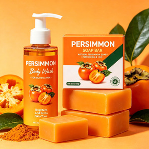 Private Label Persimmon Body Wash and <b>Soap</b> Bar <b>Set</b> Body Odor Elimination Low MOQ Brightening Skin Care Kit - Product Image 4