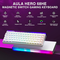 Clavier de jeu mécanique AULA Hero 68 HE filaire avec interrupteurs magnétiques à effet Hall, actuation réglable, rétroéclairage RVB programmable