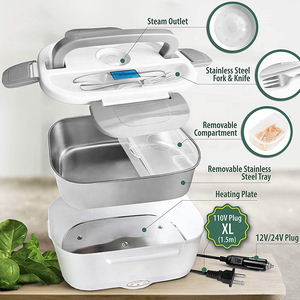 Fiambrera eléctrica de acero inoxidable para el hogar 2 en 1 con bolsa de transporte Calentador de alimentos portátil para uso seguro en la cocina - Product Image 3