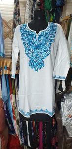 2024 Cheap Beachwear Cover <b>White</b> High Quality Women's 100% Polyester Breathable One-Shoulder V-Neck Print Embroidery WL - Product Image 5