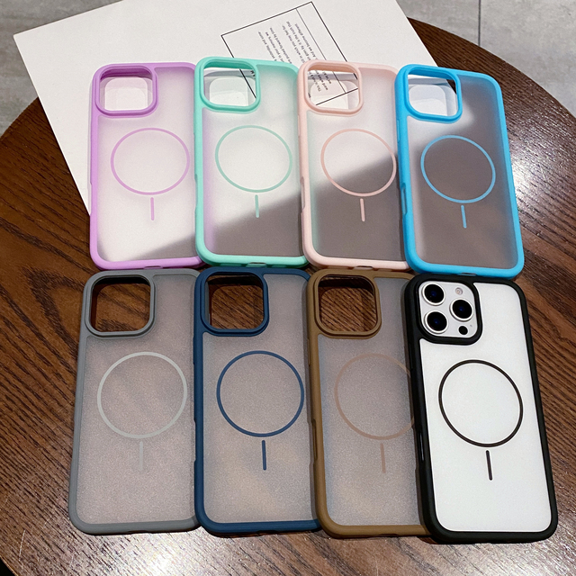 Hot Sale Frosted Transparent Ultra Thin Matte Magnetic Wireless Charging Phone Case for iPhone 16 Pro Max 15 Plus 14 Pro 13 12