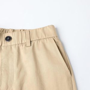 Shorts chino pour garçons en polyester/coton, brodés, taille élastique, poches plates sur le devant, taille mi-haute, infroissables, uniforme scolaire, bermuda - Product Image 4
