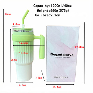 Gradient Color 40Oz Stainless Steel Vacuum Insulated Tumbler With Straw For Car Home Office Travel - Product Image 3