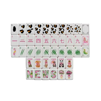 Set Mahjong Hewan Hutan Tropis Safari Harga Pabrik, Set Permainan Mahjong Hewan Liar Lucu dengan Pita untuk Hadiah Pecinta Hewan