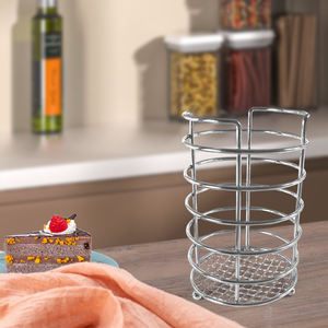 Vente chaude en acier inoxydable porte-ustensiles de cuisine fil métallique Chrome rond <span class=keywords><strong>couverts</strong></span> Caddy organisateur - Product Image 3