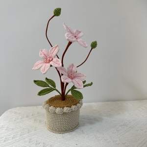 Orquídea de Tres Flores de Algodón Hecha a Mano de Primera Calidad, Estilo Romántico y Soñador, Adorno <span class=keywords><strong>en</strong></span> Maceta para el Hogar, Graduación, Día de la Madre - Product Image 2