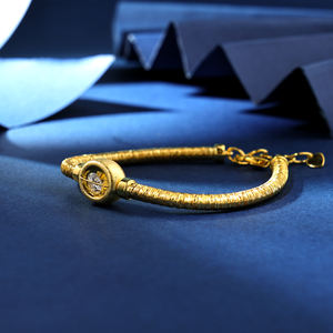 Hot Selling Artic Jewellery Satin Finish Sterling Silver 925 Jewellery 18K Yellow Gold Plated Zircon Charm <b>Bracelet</b> Trendy Gifts - Product Image 4