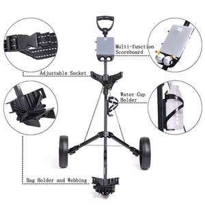 Fast Delivery Foldable Golf Pull Push Cart Lightweight Golf Bag Trolley Portable 2 Wheels Golf Cart - Product Image 3