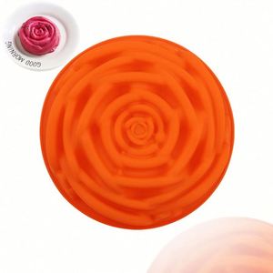 Moule à gâteau en silicone écologique personnalisé avec logo, à trou unique, grande forme de rose, pour pâtisserie, vente chaude OEM/ODM - Product Image 1