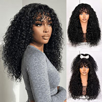 Perruques synthétiques bouclées afro rebondissantes de 18 pouces, sans colle, avec frange, effet cuir chevelu naturel, en fibre résistante à la chaleur, pour femmes noires