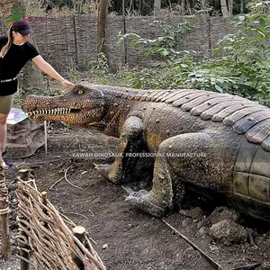 Zoo Park Custom Animatronic Sarcosuchus Model Walking Big Crocodile Statue Life Size Artificial Animals Handmade