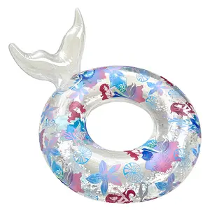 Flotteur gonflable de piscine d'anneau de natation de paillettes de sirène de nouvelle conception pour des enfants