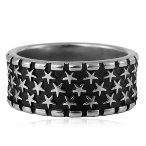 Anillo de Acero de Titanio con Patrón de Estrellas, Joyería de Moda para Mujer, Regalo, Diseño Geométrico, Banda de Acero Inoxidable, Estilo Punk Retro Elegante - Product Image 4