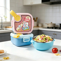 Boîte à lunch pour enfant Wishome, boîte à nourriture pour tout-petits avec poignée de transport, cuillère, ciseaux à nourriture, boîte portable étanche pour pique-nique et voyage