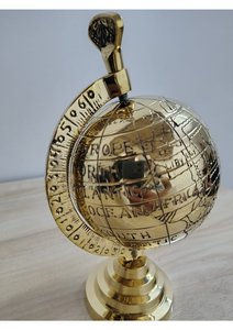 Globo Terráqueo de Latón Puro con Diseño en Relieve, Base de Madera, Mapa del Mundo Antiguo, Globo Armilar Terrestre para Estudio de Geografía - Product Image 3