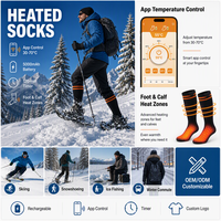 Chaussettes chauffantes rechargeables de haute qualité contrôlées par application, 5000 mAh, chauffage rapide, lavables, pour la chasse et le ski en plein air en hiver, unisexe
