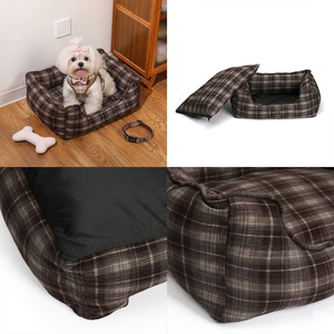 Coussin pour chien en coton à carreaux personnalisé OEM, <span class=keywords><strong>harnais</strong></span> pour chien, lit confortable pour animaux de compagnie, <span class=keywords><strong>harnais</strong></span> en polaire doux de luxe pour petits et moyens chiens - Product Image 2