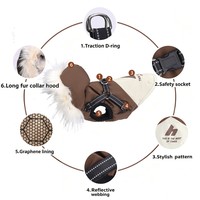 Neuer Graphen-Beheizter Hundewintermantel Wasserdichte Winddichte Haustierjacke mit Kapuze & Integriertem Geschirr Reflektierende Warme Hundebekleidung