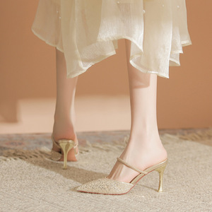 Escarpins slingback à strass 8189A, bout pointu, talon aiguille, chaussures pour femmes, tendance mode, style été - Product Image 4