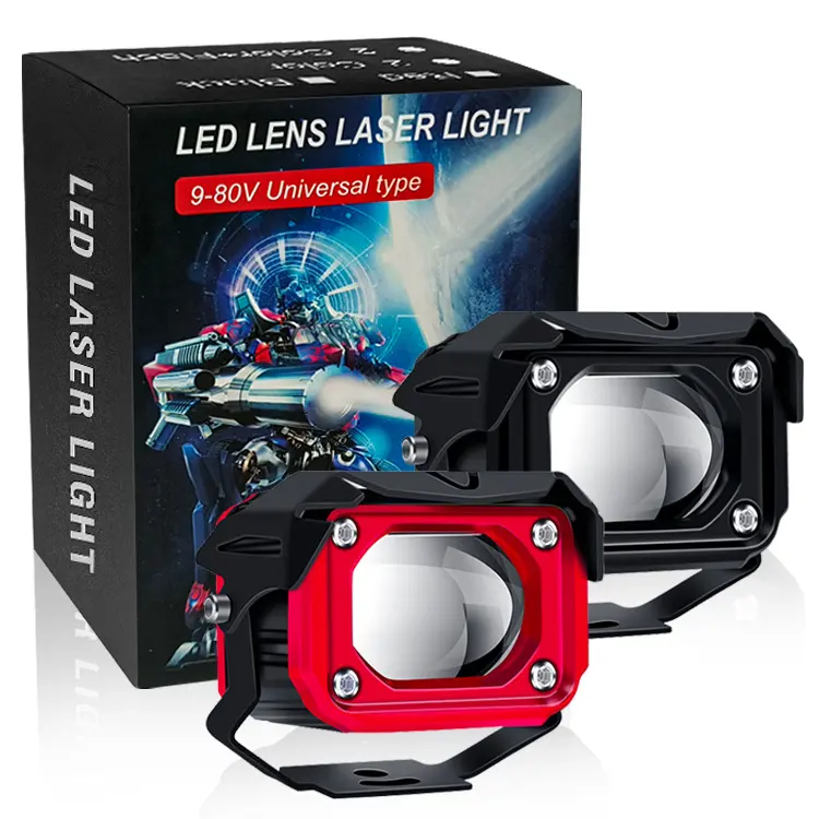 motorcycle led headlight 50w 24v led fog lights white yellow lens laser headlights spotlight for truck jeep car led lights