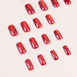 <span class=keywords><strong>Uñas</strong></span> Postizas Cuadradas <span class=keywords><strong>Cortas</strong></span> de Lujo en Colores Mixtos, <span class=keywords><strong>Uñas</strong></span> de Gel Acrílico con Efecto Ojo de Gato, Cobertura Completa, 24 Piezas, para Otoño e Invierno - Product Image 4