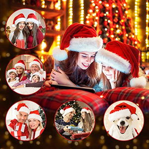 Décorations de fête de Noël écologiques pour adultes, chapeaux en peluche de Père Noël rouges, roses, noirs et verts pour les cadeaux de Noël et du Nouvel An - Product Image 5