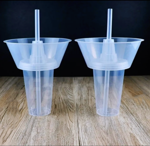 Vaso de Plástico Personalizado de 500 ml y 700 ml para Té de Frutas con Hielo y Boba, Freyo Tower 2 en 1, para Refrigerios y Bebidas, con Tapa y Recipiente para Refrigerios - Product Image 3