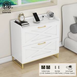 Modern 2-Drawer Wooden <strong>File</strong> Cabinet Large Living Room Storage <strong>Locker</strong> Charging Station Letters/Legal/A4 Size Hanging Papers Home - Product Image 3