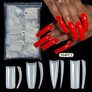 Hot Sale 500pcs/bag False <b>Nails</b> <b>Extension</b> ABS Half Cover Medium Stiletto Coffin Natural Thinner False <b>Nail</b> Tips - Product Image 1