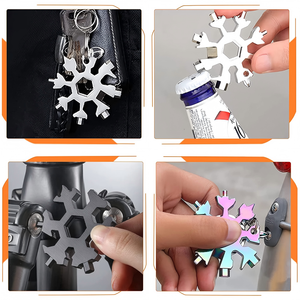 Clé multifonction 18-en-1 en forme de <span class=keywords><strong>flocon</strong></span> de neige, personnalisable, avec support OEM, facile à transporter, clé Allen, tournevis cruciforme et clé plate - Product Image 4