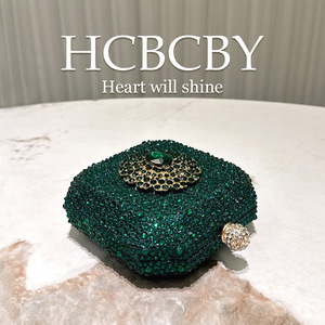 Luxury Emerald <strong>Green</strong> Sparkly Crystal <strong>Clutch</strong> - Elegant Mini Box Evening Bag for Women - Product Image 6