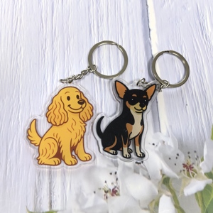 LLavero de plástico con forma de perro de diferente tipo personalizado más Popular, llavero acrílico de impresión de doble cara con llavero redondo - Product Image 2