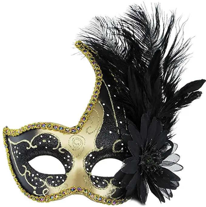 High quality Masquerade Mask Halloween Ball Mask Christmas Costume Party Mask With Feather