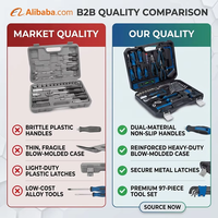 Lot complet de 97 outils à main OEM en gros, embouts de tournevis, jeu de douilles à cliquet en acier au chrome-vanadium, boîte à outils portable, garantie 3 ans