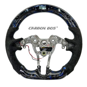 Volante de Fibra de Carbono Forjado Azul con LED y Alcántara para Hyundai Elantra <span class=keywords><strong>N</strong></span> I30 <span class=keywords><strong>I20</strong></span> 2019 2020 2021 2022 <span class=keywords><strong>2023</strong></span> 2024 2025 - Product Image 1